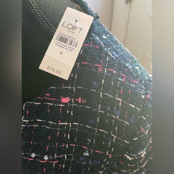 Brand new with tags LOFT Navy and Pink tweed Dress - Picture 3 of 9